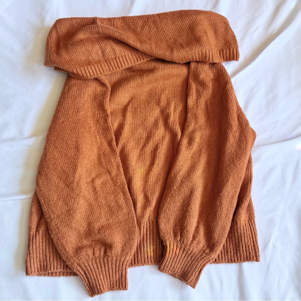 Anthropologie Warm Rust Cowl Neck Sweater Sz Large Great Condition